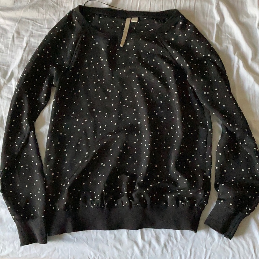 LC Lauren Conrad black & white star blouse